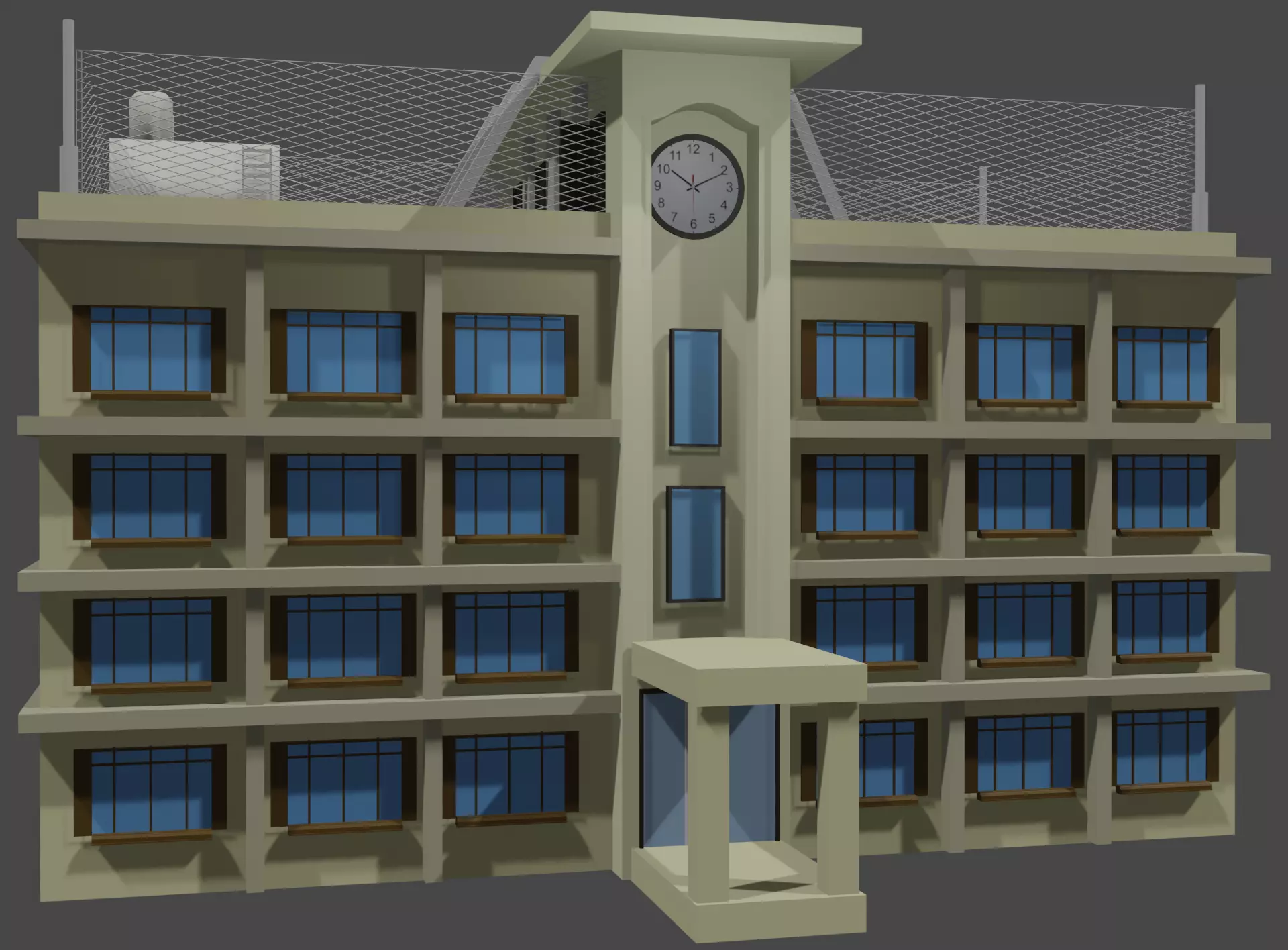 anime school building outside view Free 3D model_0