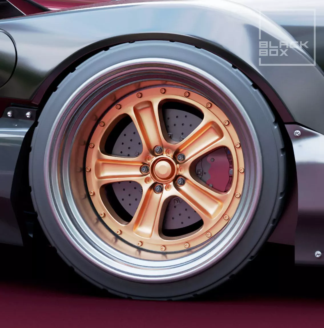 VDA 5 spokes Wheel Set front and rear 3 offsets for diecast 3D print model