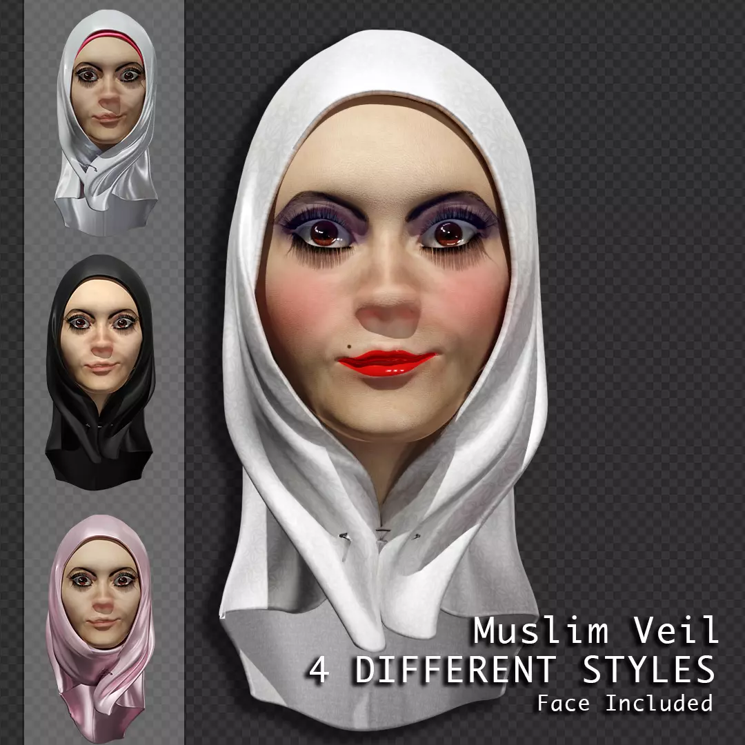 Muslim Arab Veil Collection Free 3D model_0