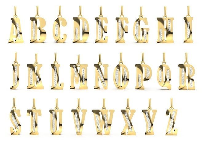 DIAMOND ALPHABETS LETTER PENDANT  3D Model Collection