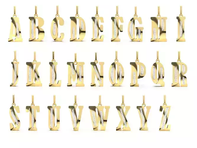 DIAMOND ALPHABETS LETTER PENDANT  3D Model Collection
