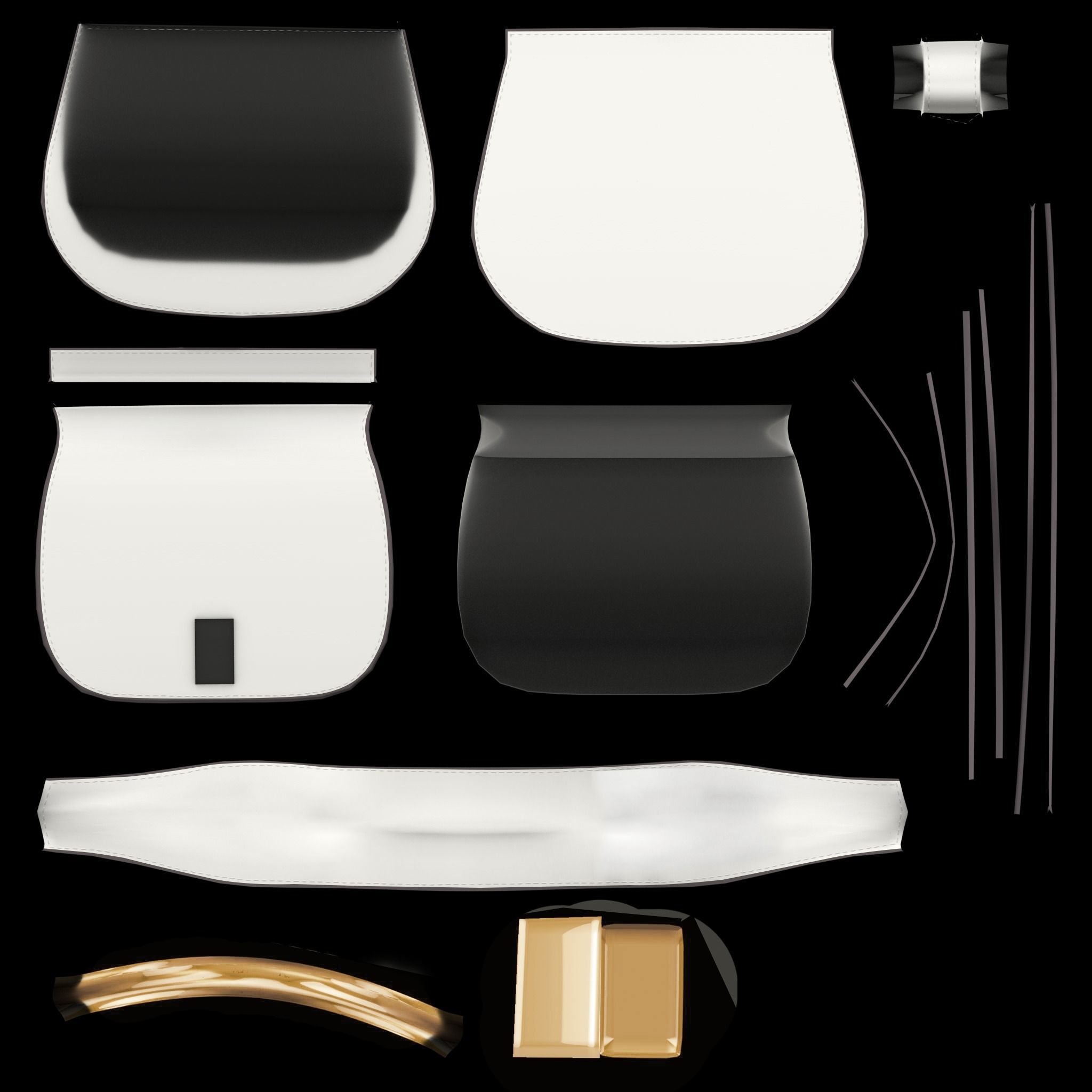 Hand Bag Low-poly 3D model_8