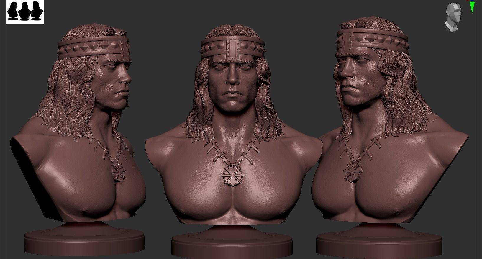Conan - Arnold Schwarzenegger Bust 3D print model_3