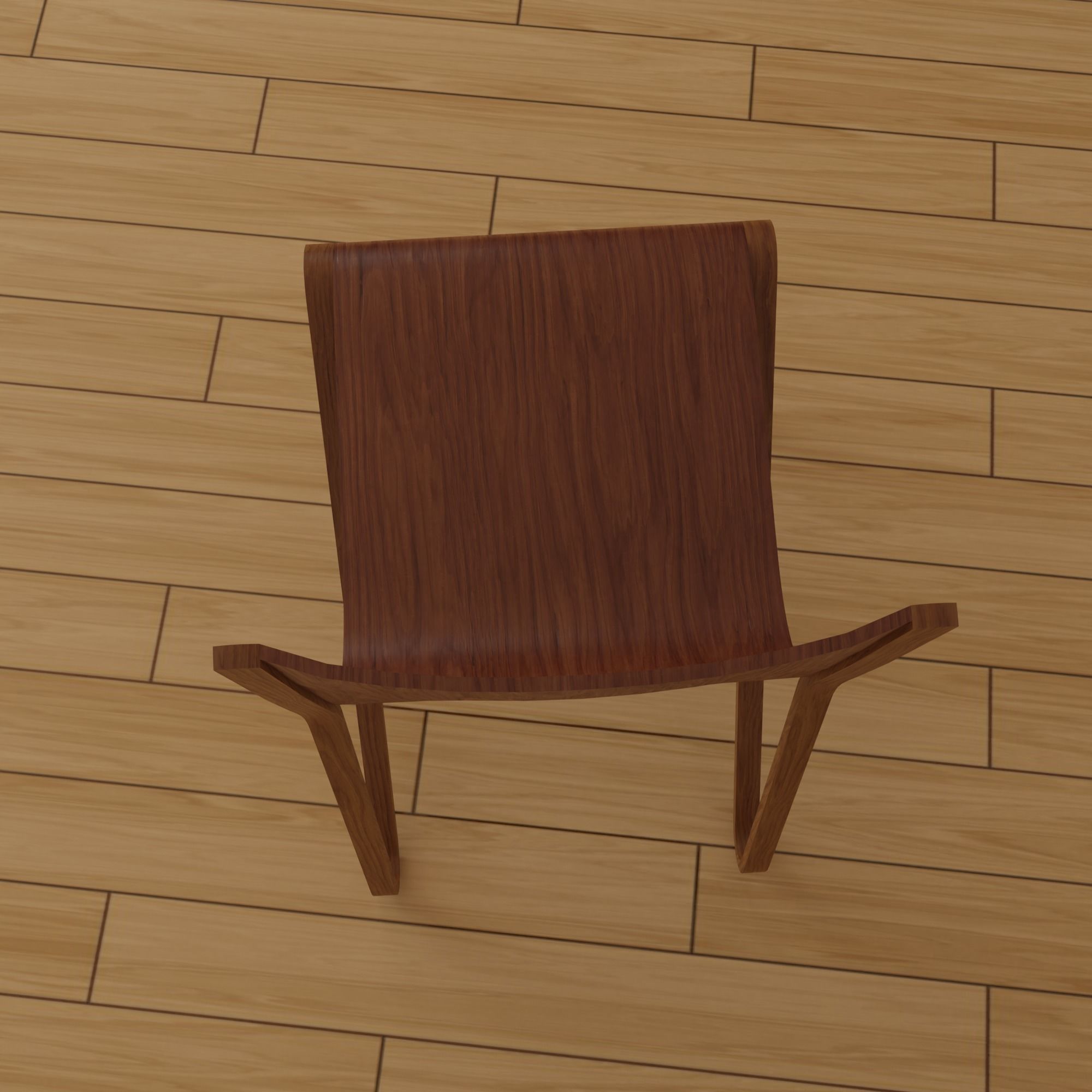 Chair PBR Game ready wooden Low-poly 3D model_3
