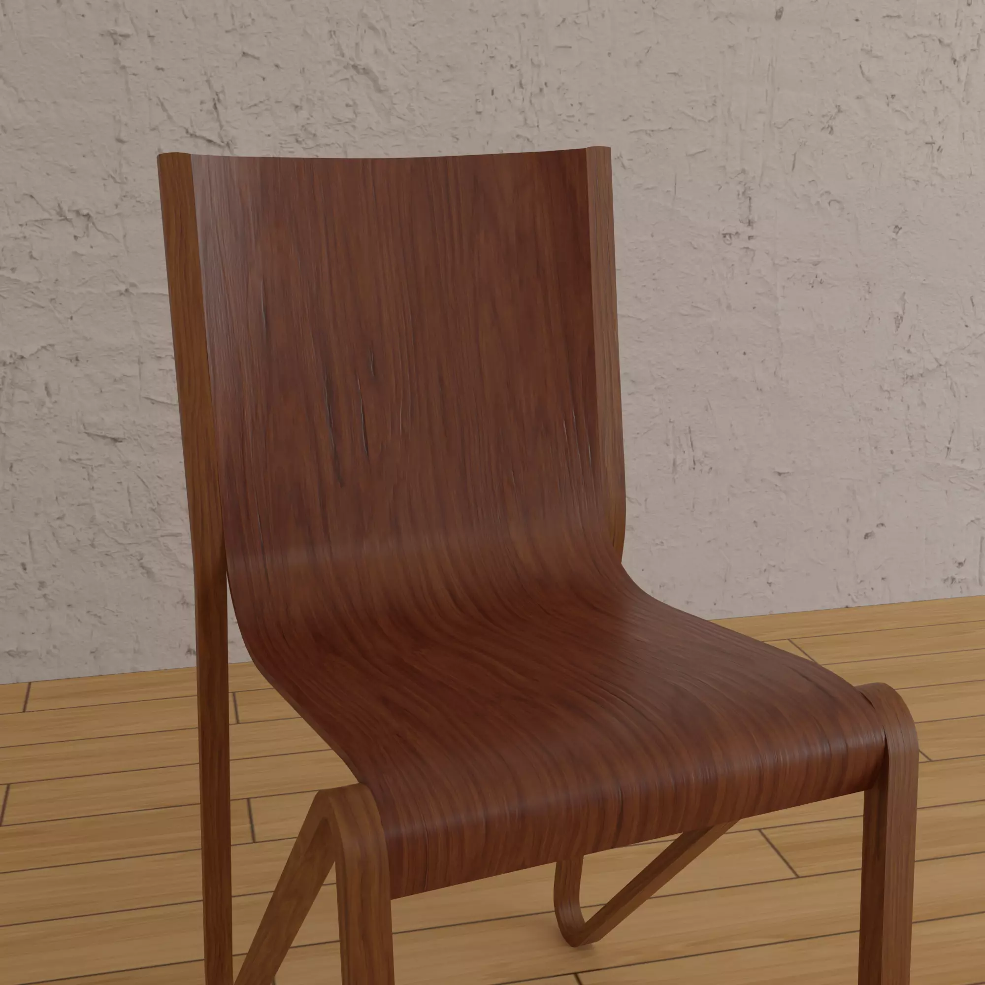 Chair PBR Game ready wooden Low-poly 3D model_0