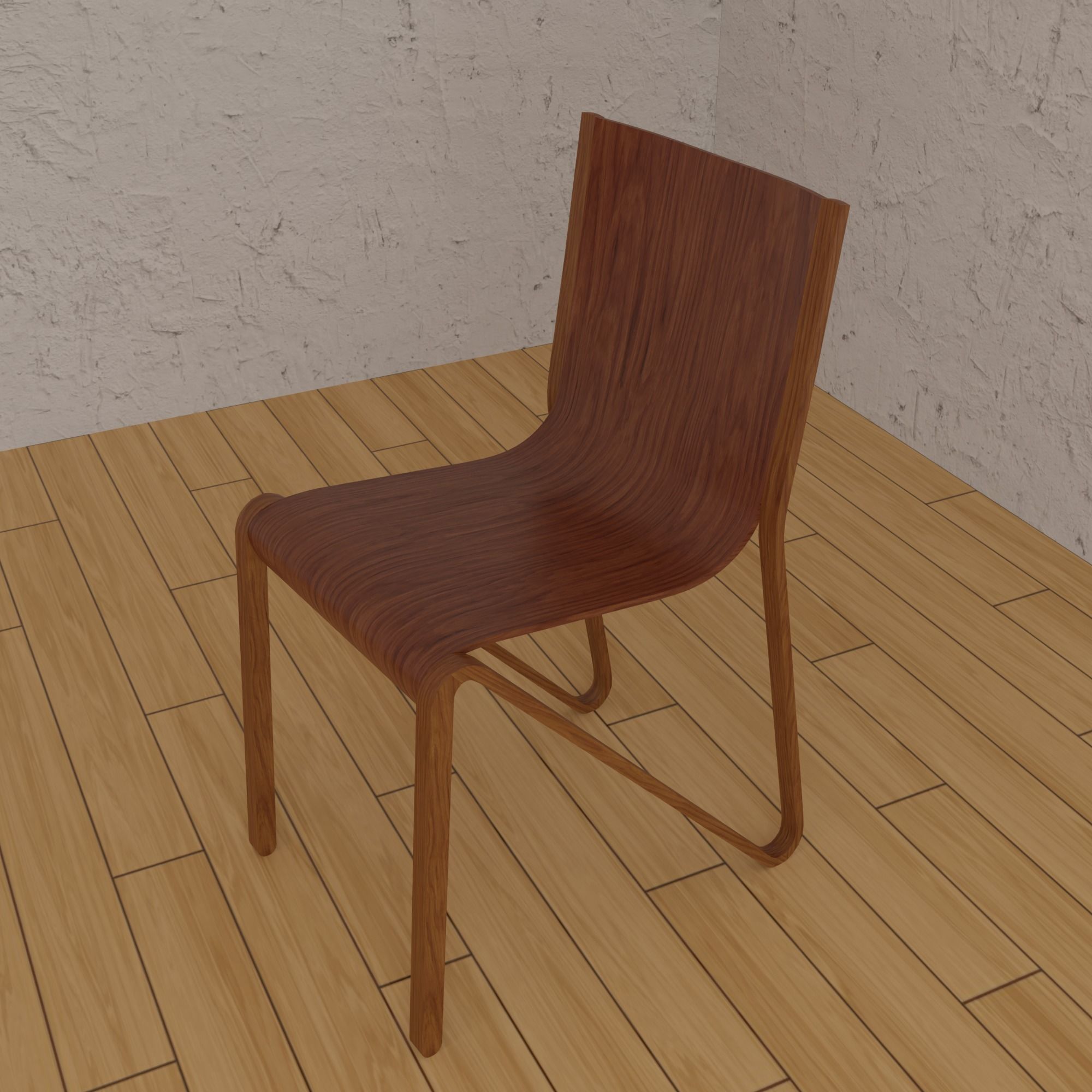 Chair PBR Game ready wooden Low-poly 3D model_1