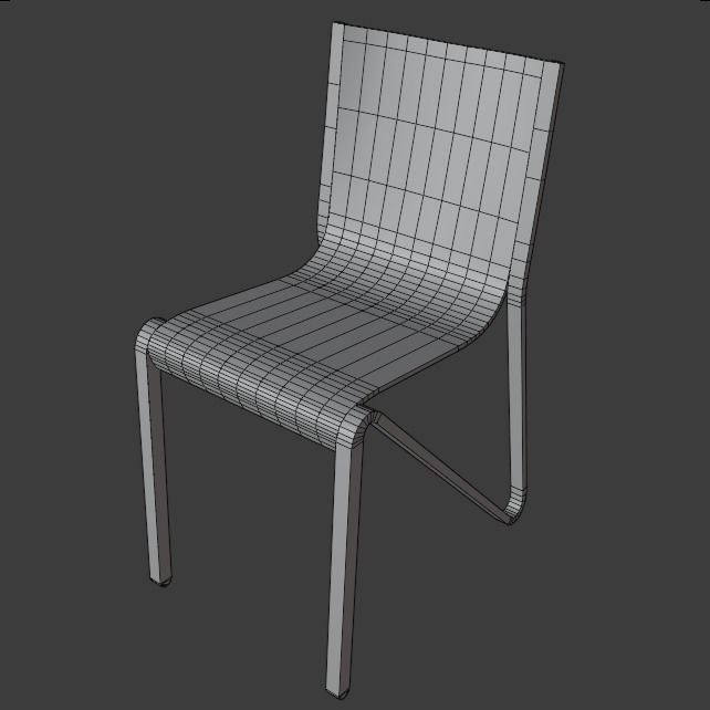 Chair PBR Game ready wooden Low-poly 3D model_6