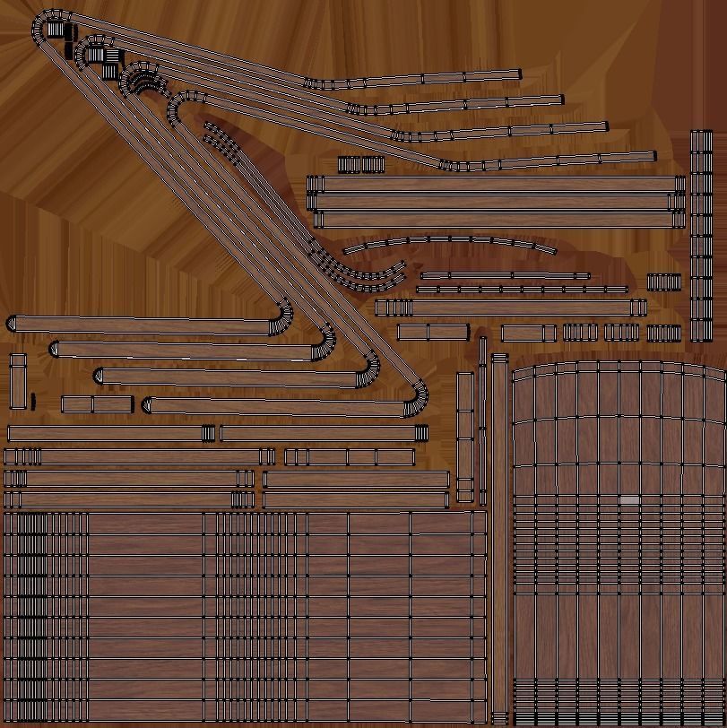 Chair PBR Game ready wooden Low-poly 3D model_7