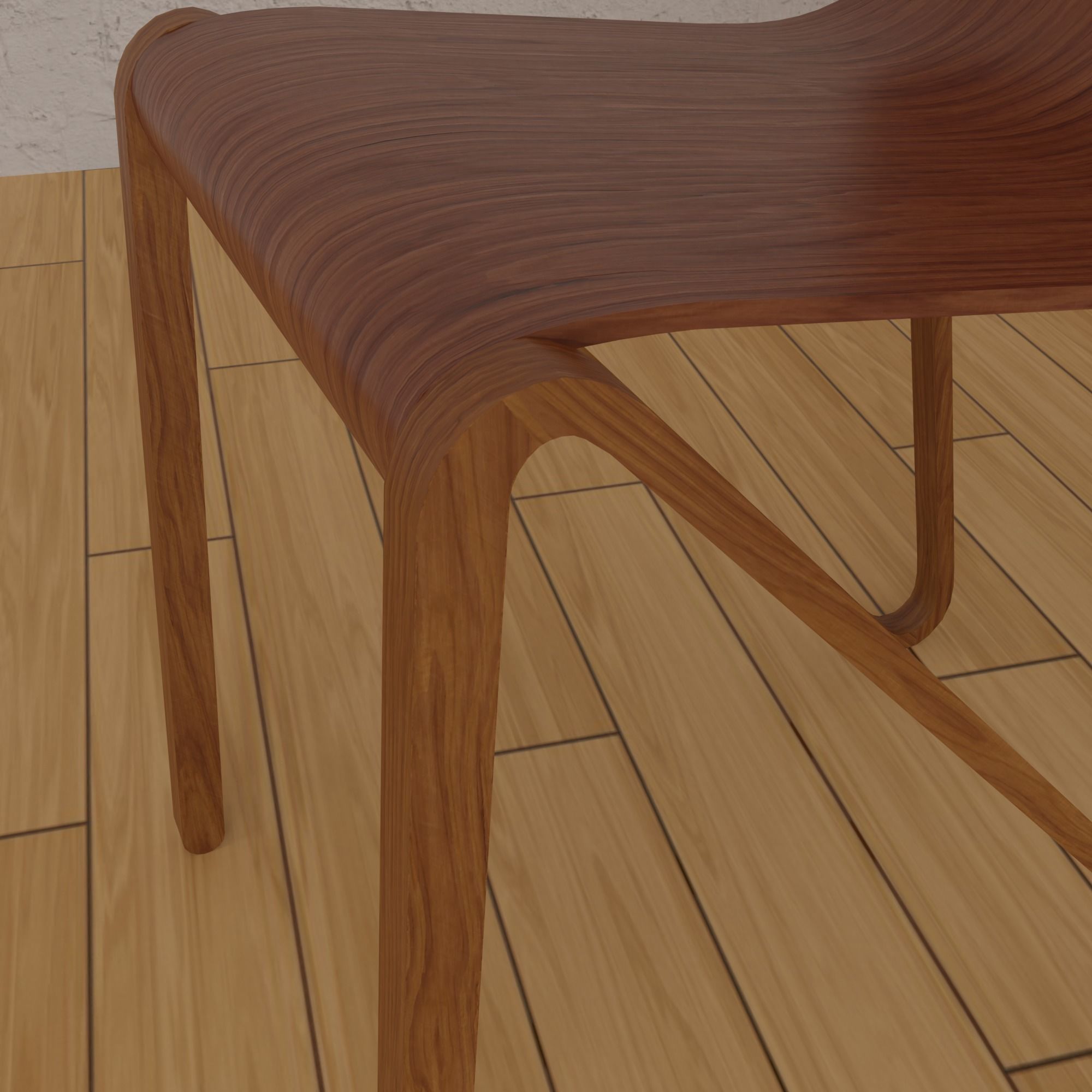 Chair PBR Game ready wooden Low-poly 3D model_2