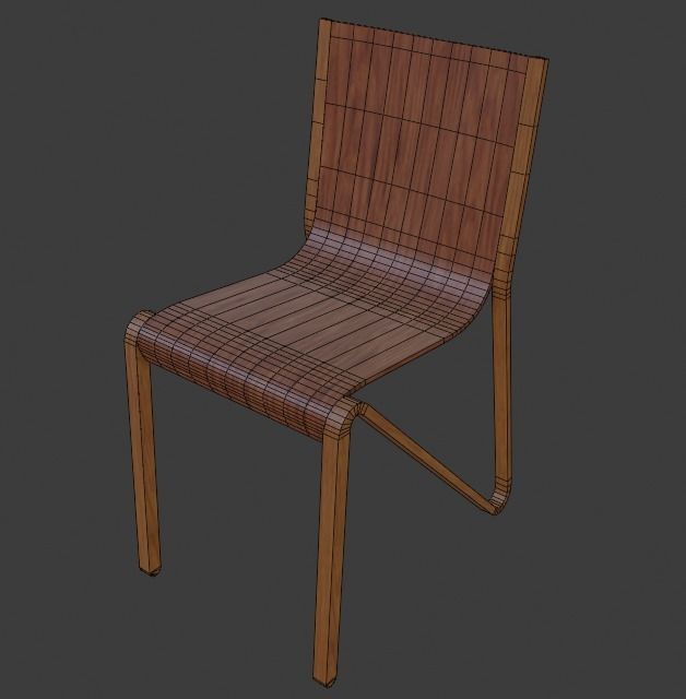 Chair PBR Game ready wooden Low-poly 3D model_5