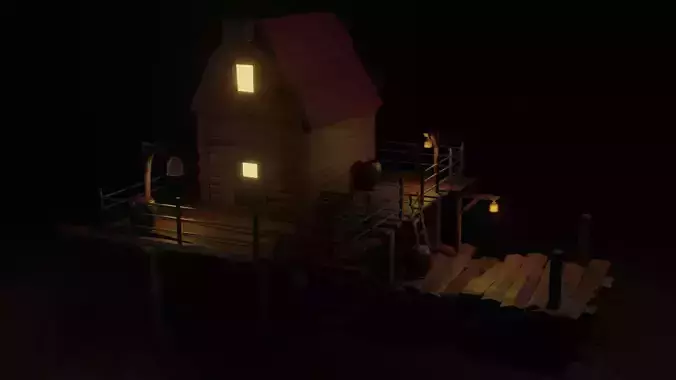 lowpoly Hunter House 3D Model 3D model