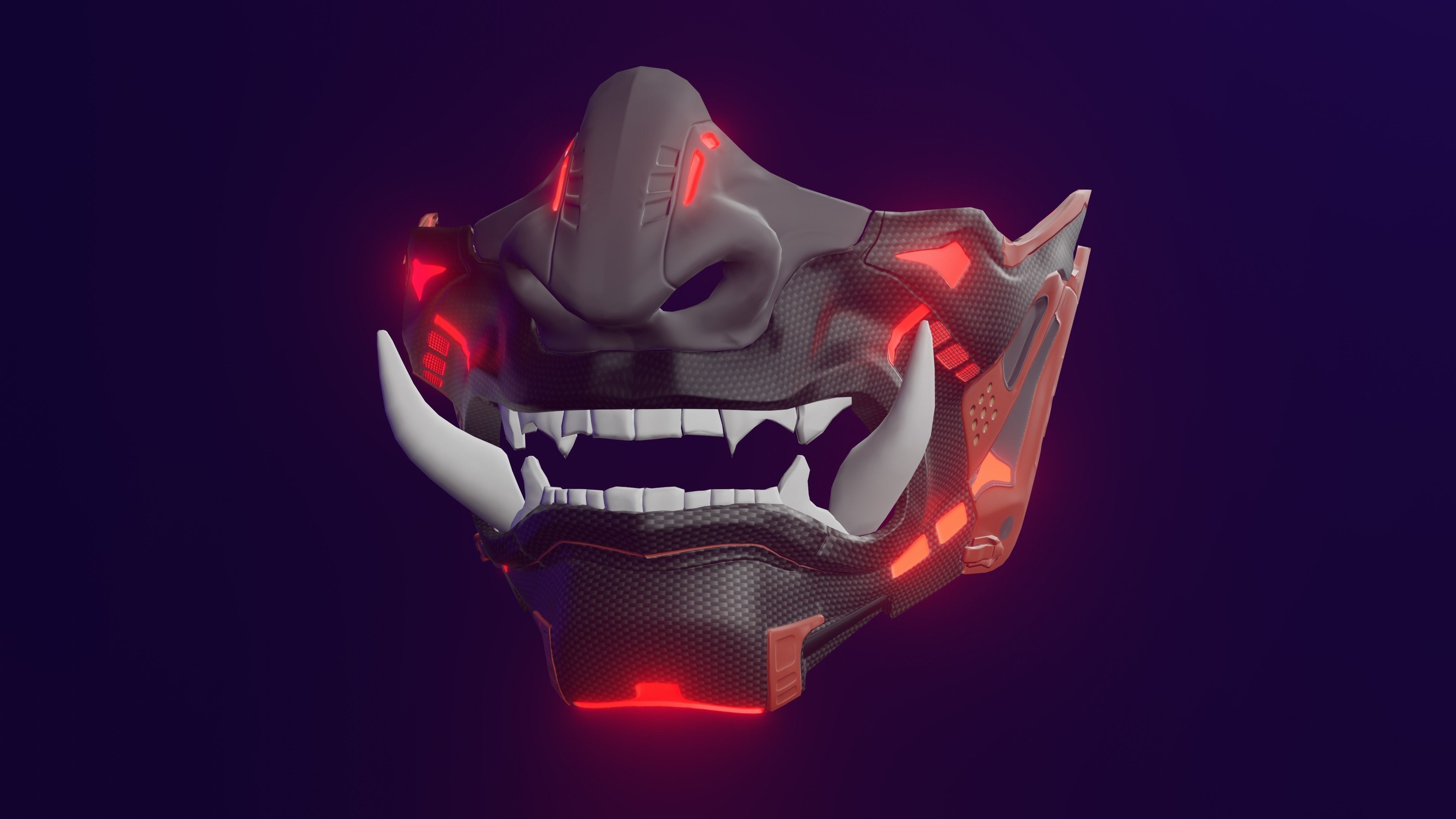 Japanese mask Low-poly 3D model