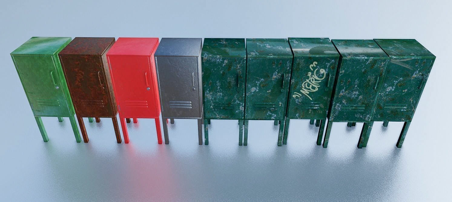 Locker Set 3D Model Low-poly 3D model_3