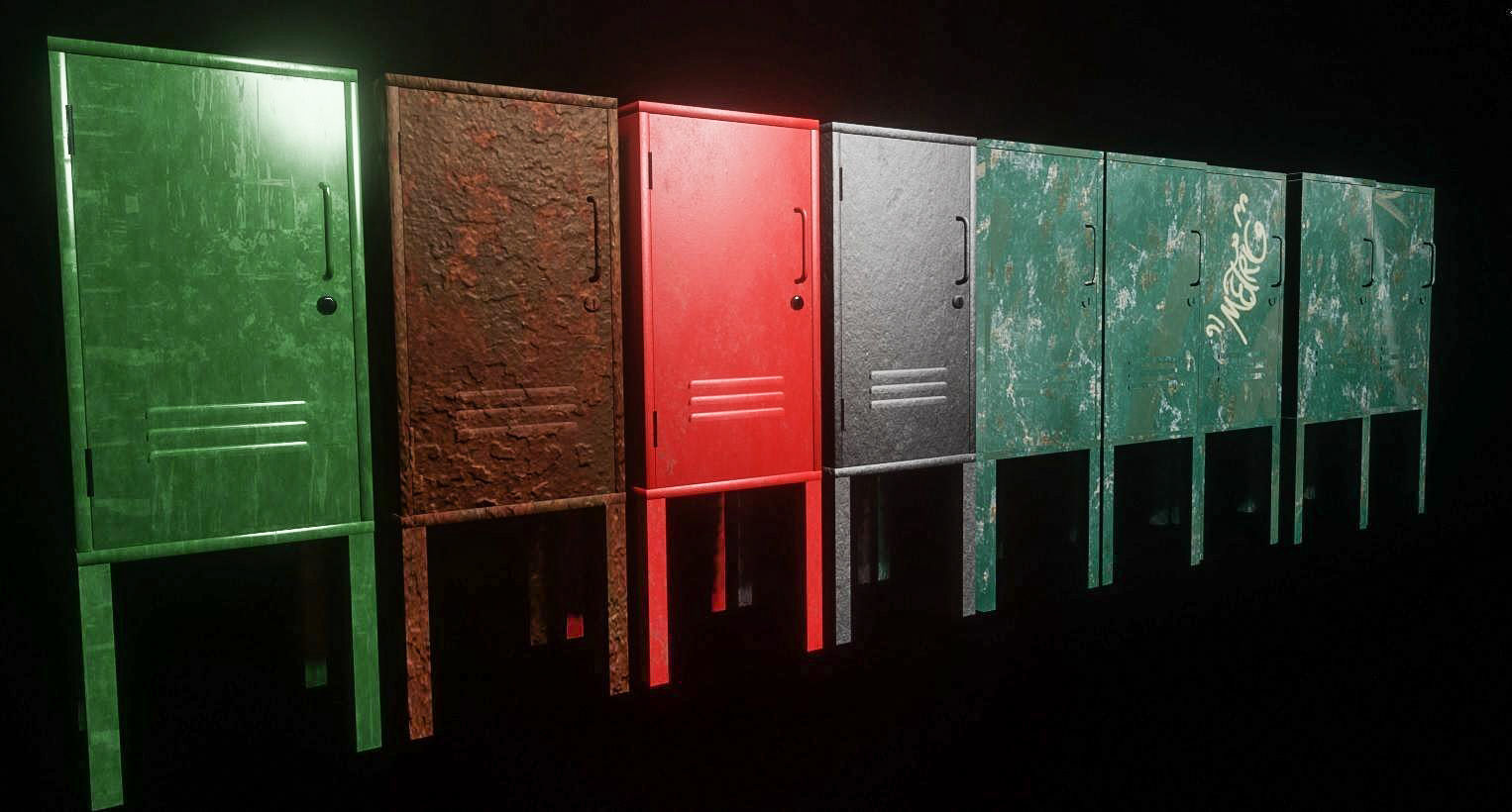 Locker Set 3D Model Low-poly 3D model_2