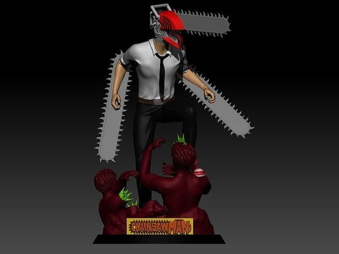 Chainsaw man Diorama Denji vs zombie 3D print model