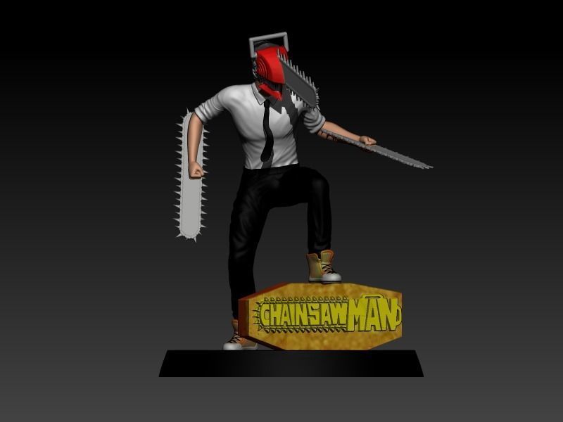 Chainsaw man Diorama Denji vs zombie 3D print model_3