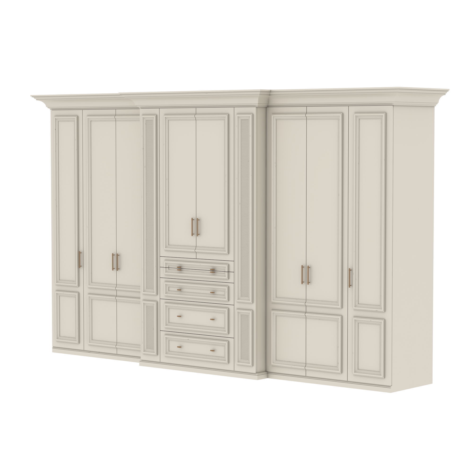 Wardrobe with drawers and doors 3D model_2