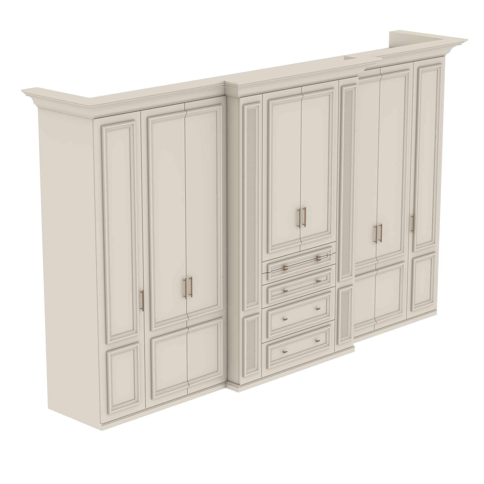 Wardrobe with drawers and doors 3D model_3