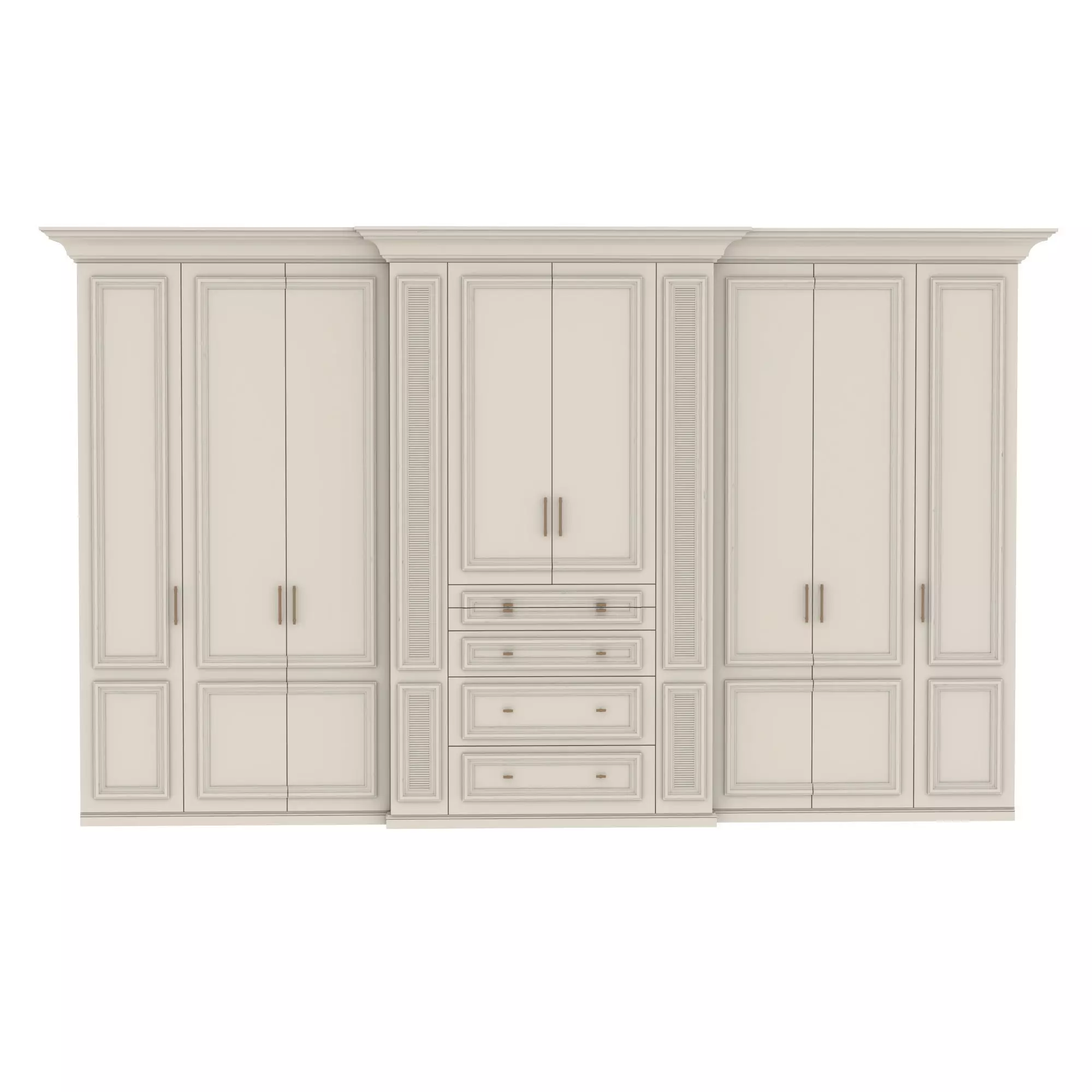 Wardrobe with drawers and doors 3D model_0