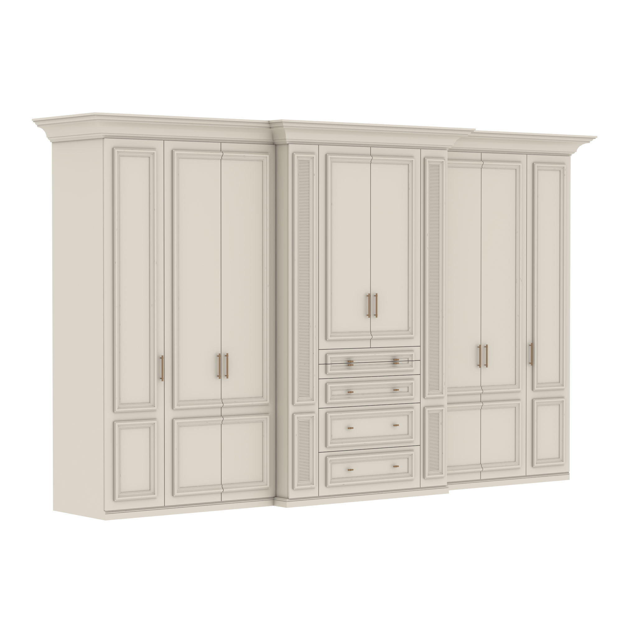 Wardrobe with drawers and doors 3D model_1