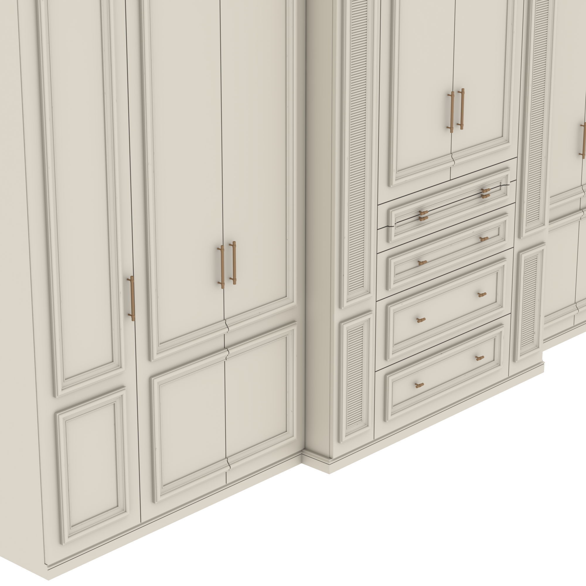 Wardrobe with drawers and doors 3D model_4