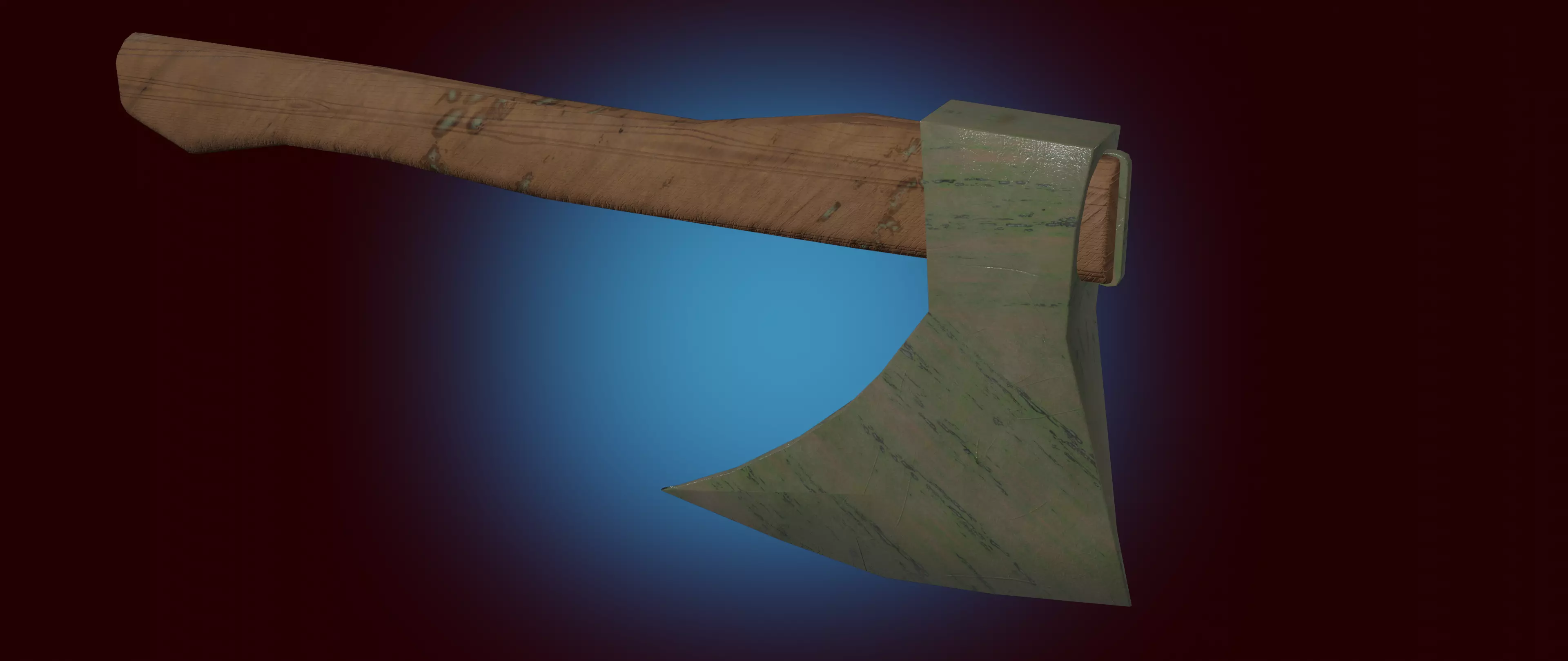 Mossy axe game-ready Low-poly 3D model