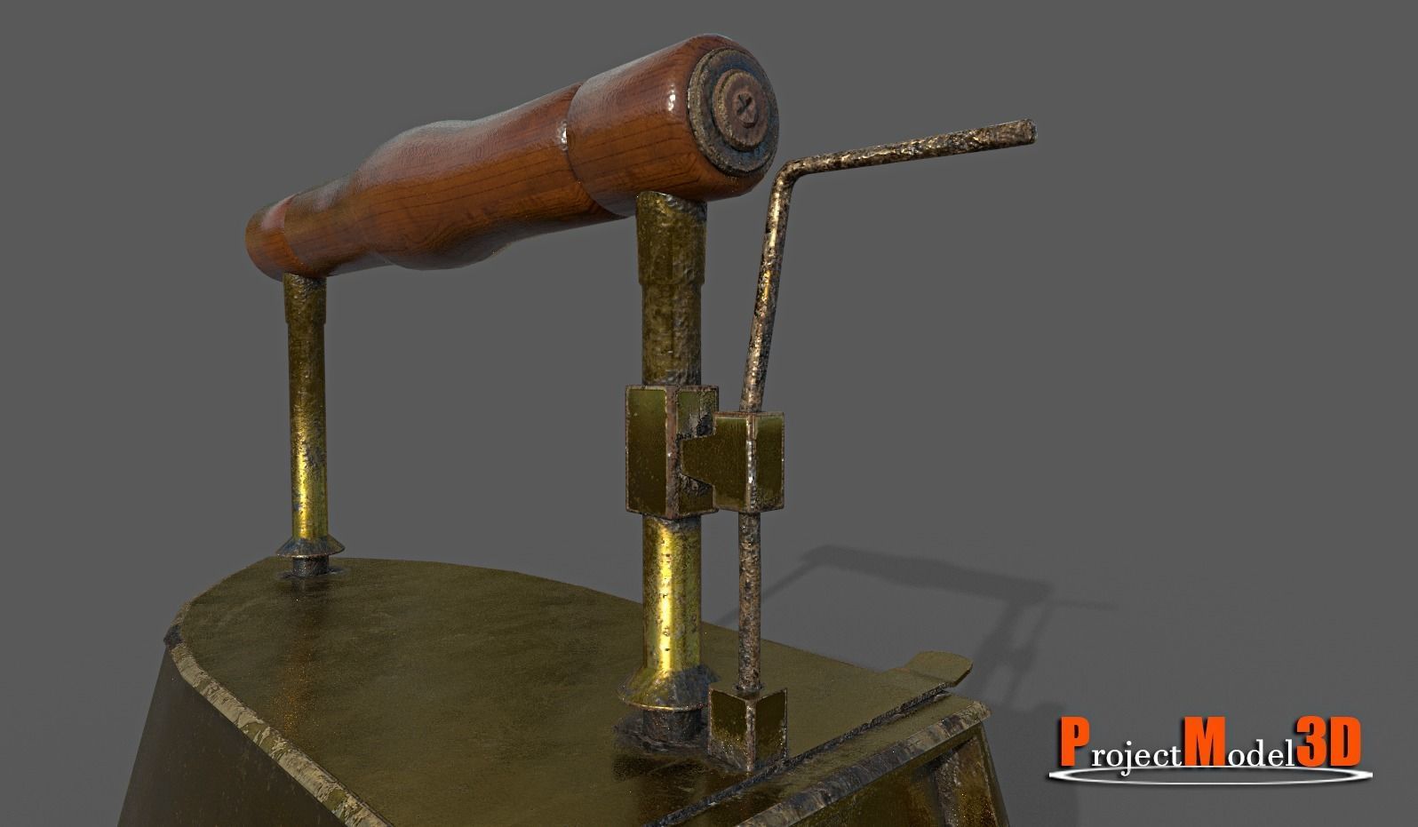 Old smoothing iron-Brass Low-poly 3D model_6