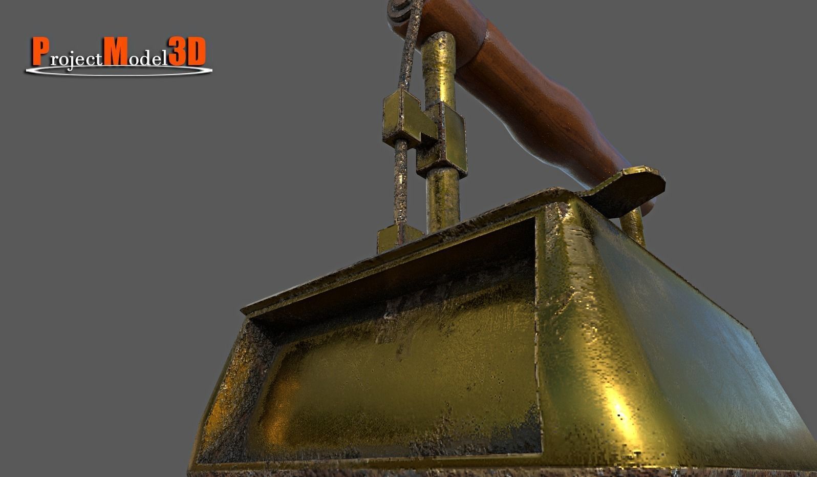 Old smoothing iron-Brass Low-poly 3D model_7