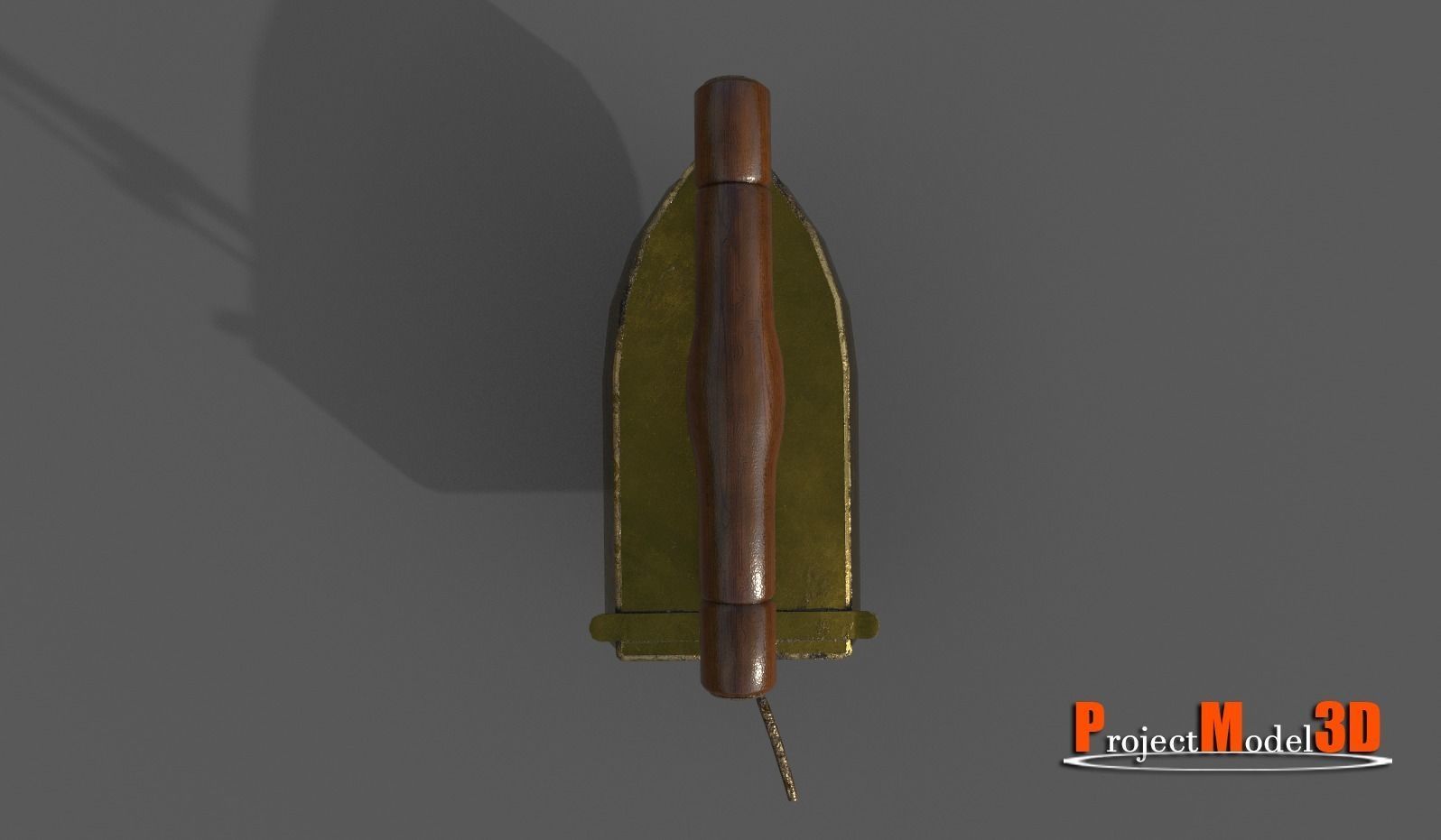 Old smoothing iron-Brass Low-poly 3D model_8