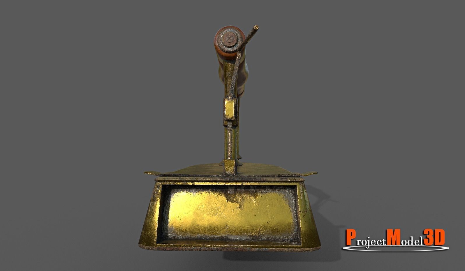Old smoothing iron-Brass Low-poly 3D model_2