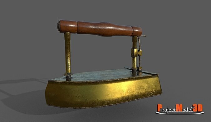Old smoothing iron-Brass Low-poly 3D model
