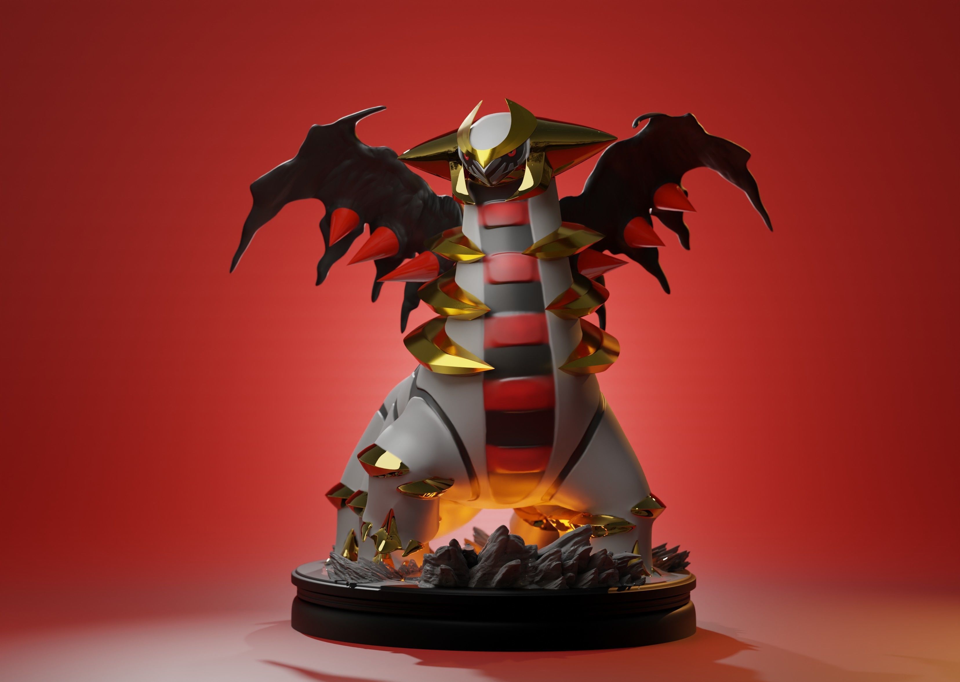 GIRATINA - 3D PRINTABLE POKEMON as a whole and with cuts 3D print model_3