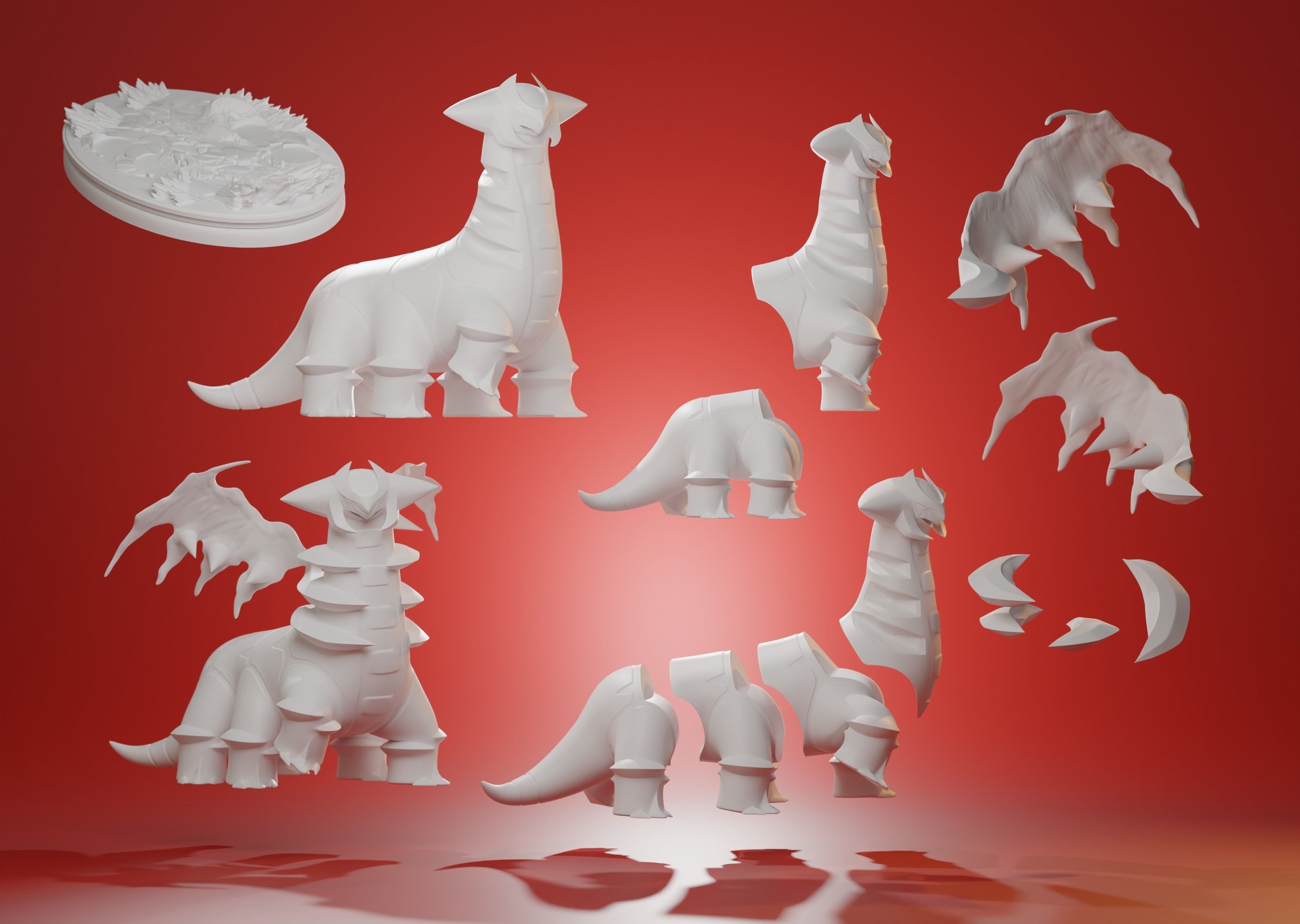 GIRATINA - 3D PRINTABLE POKEMON as a whole and with cuts 3D print model_2