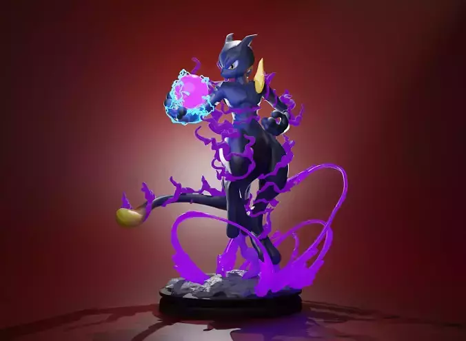 MEWTWO WITH SHADOWBALL-3D printable pokemon with cuts and whole 3D print model