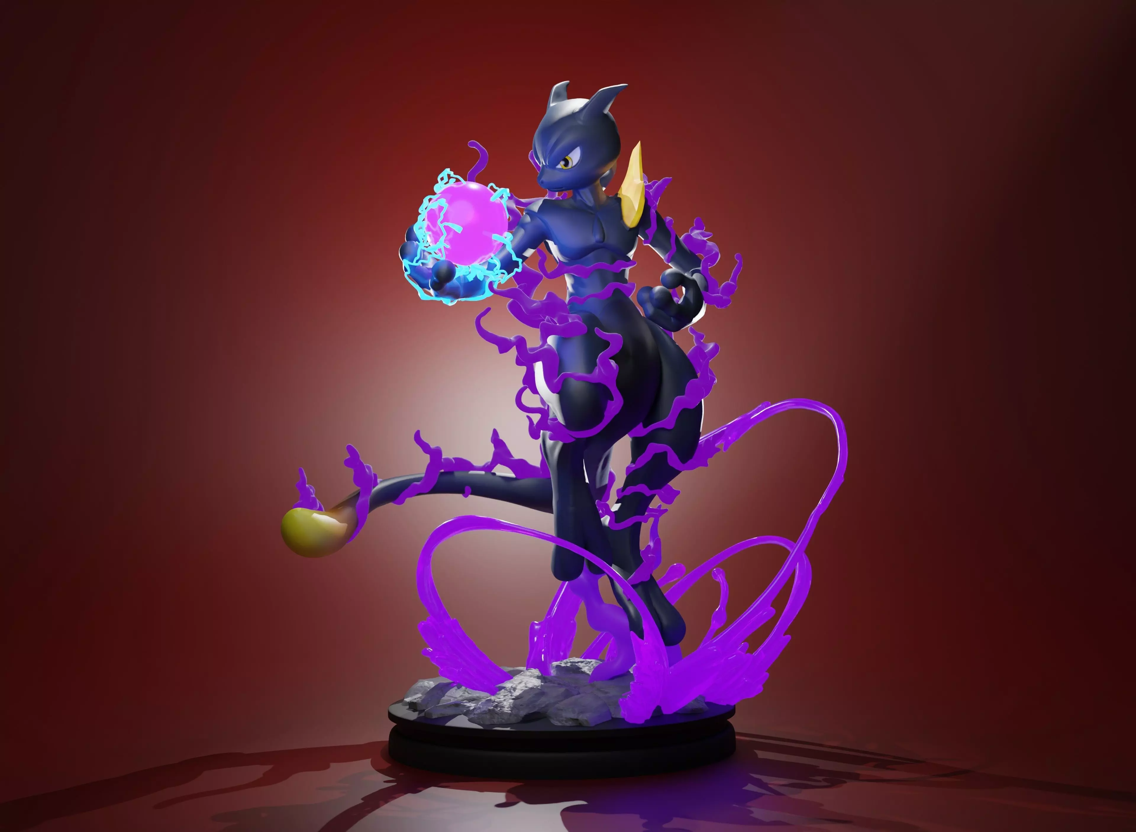 MEWTWO WITH SHADOWBALL-3D printable pokemon with cuts and whole 3D print model_0