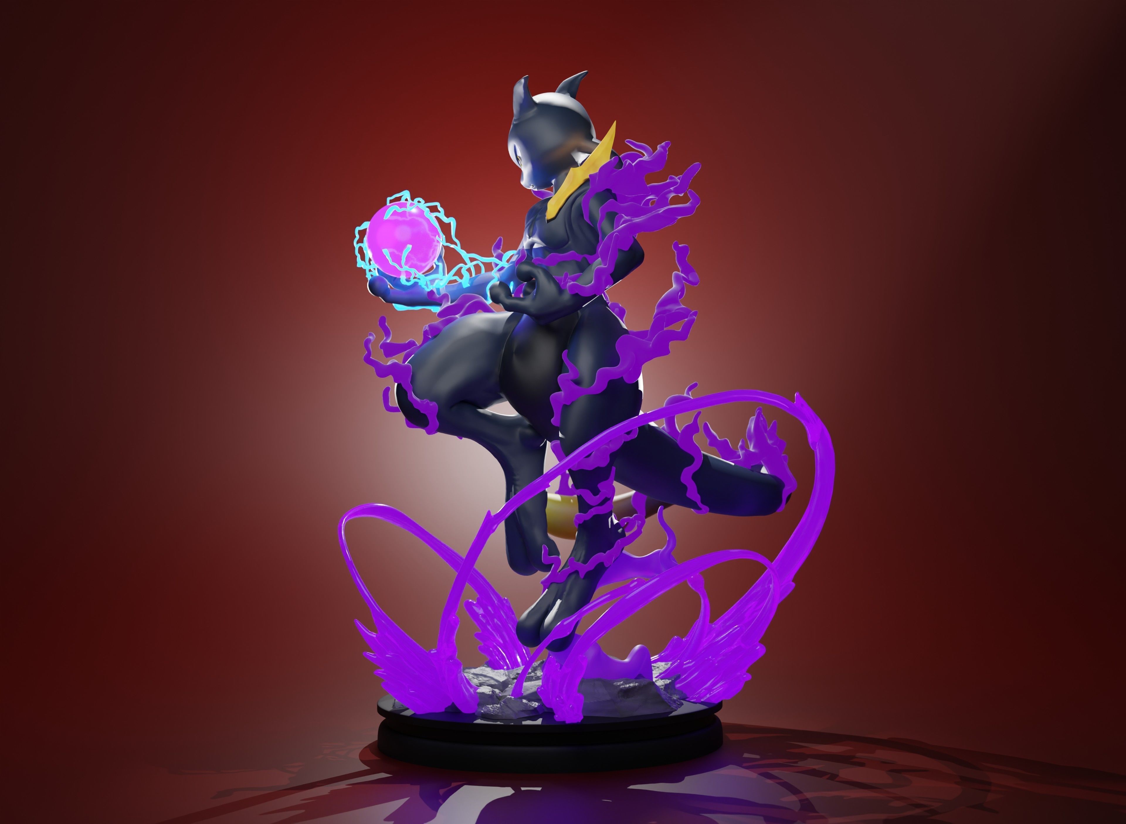 MEWTWO WITH SHADOWBALL-3D printable pokemon with cuts and whole 3D print model_6