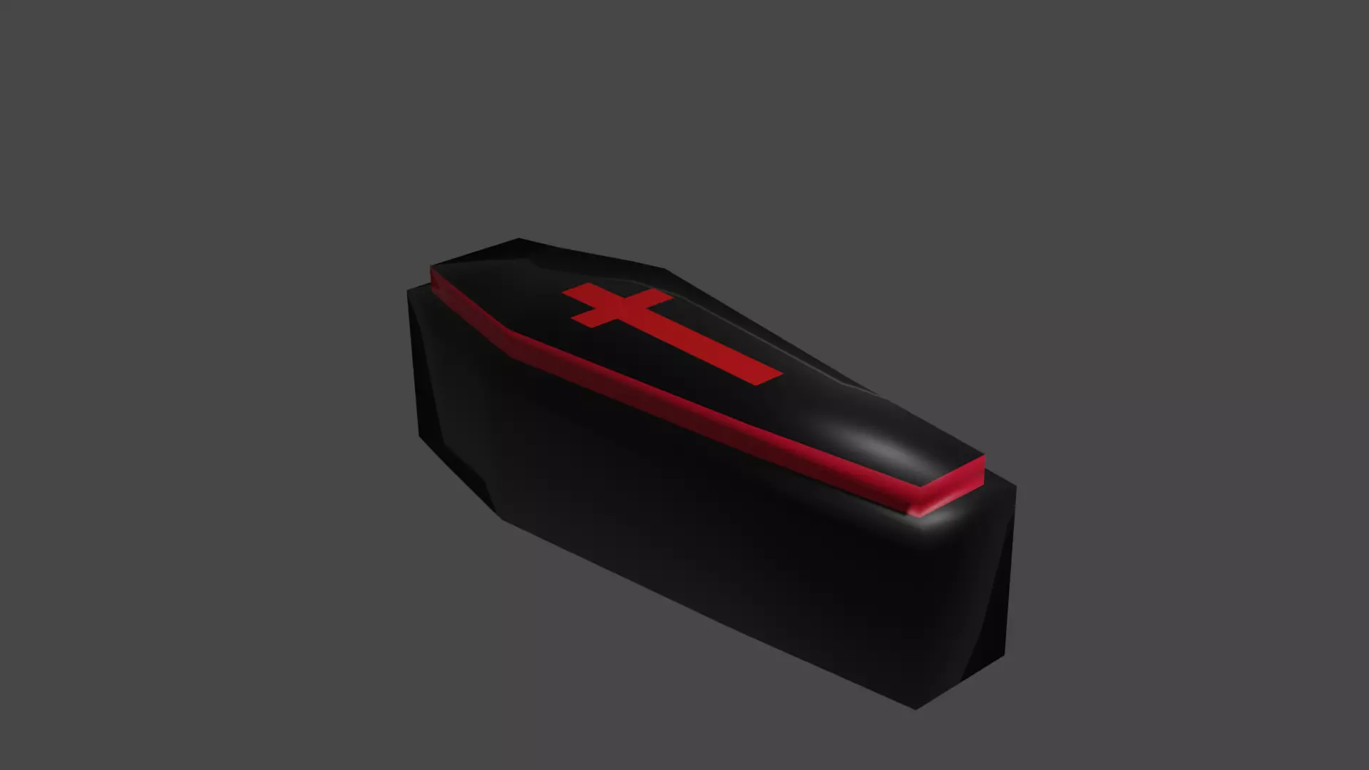 Ready to use Gothic Coffin Red and Black  Low-poly 3D model_0