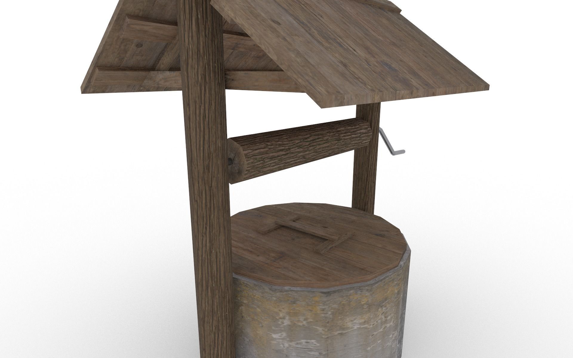 Village water well model Low-poly 3D model_2