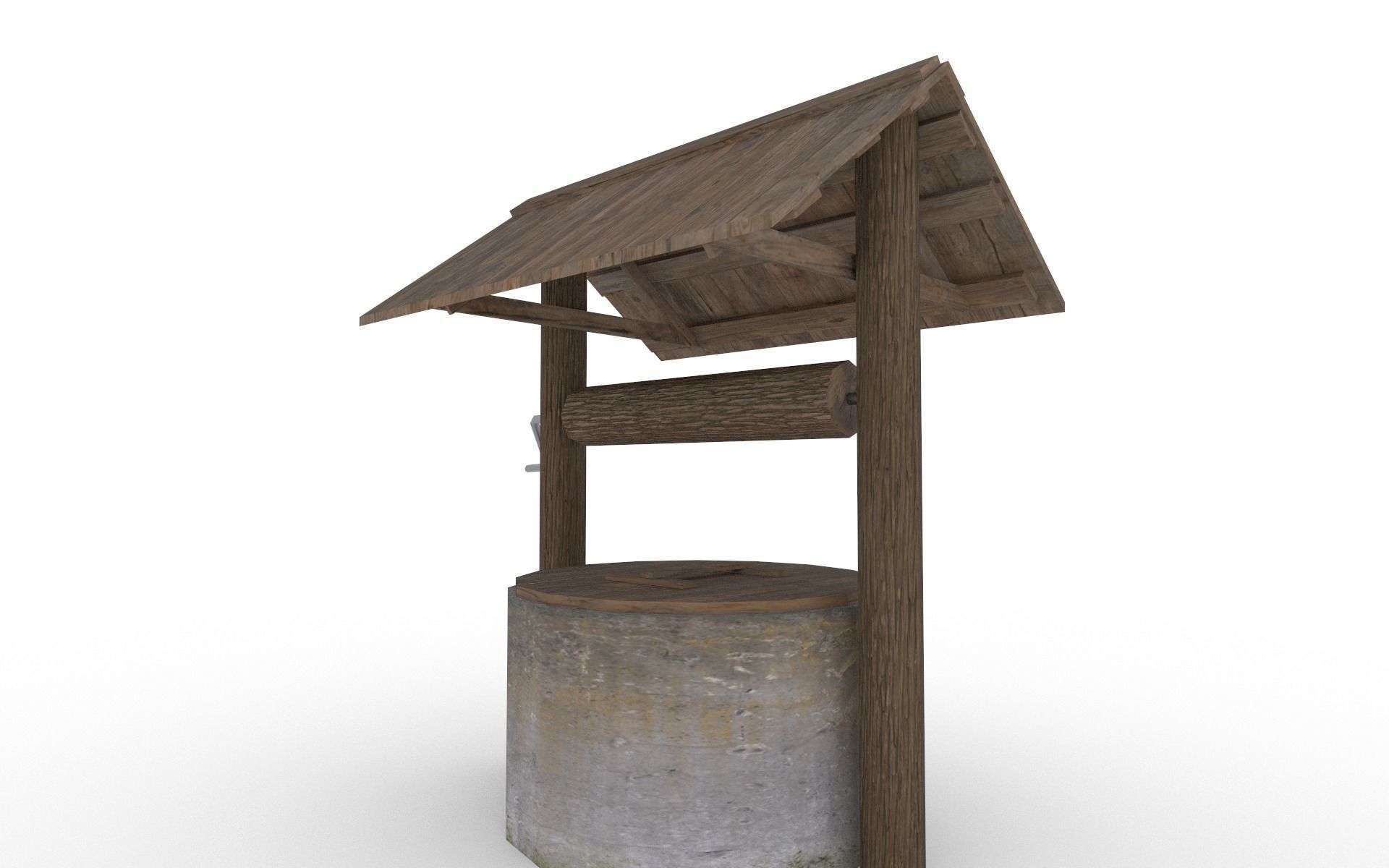Village water well model Low-poly 3D model_1