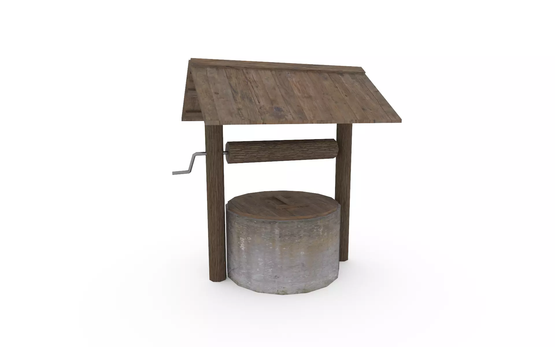 Village water well model Low-poly 3D model_0