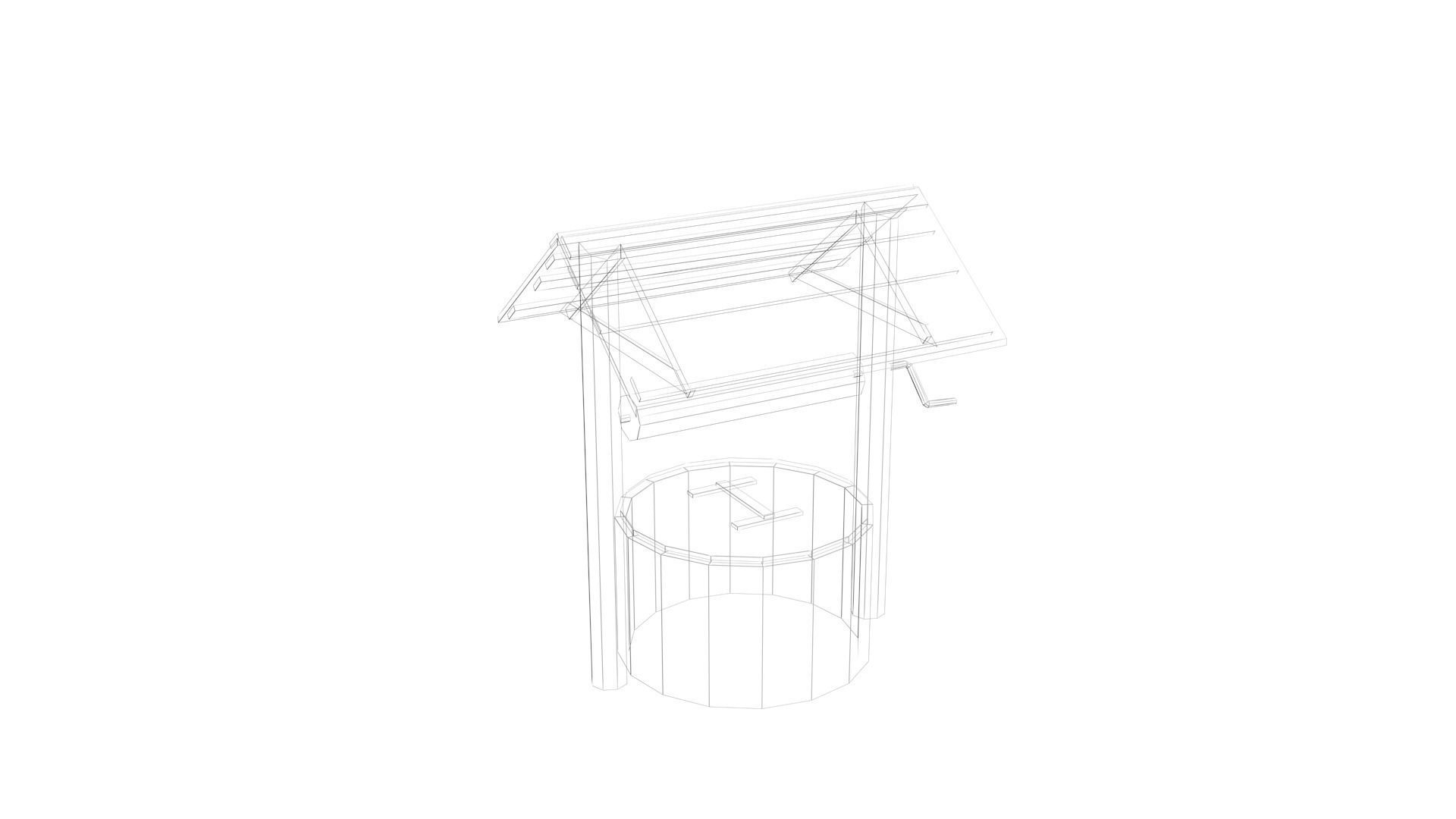 Village water well model Low-poly 3D model_5