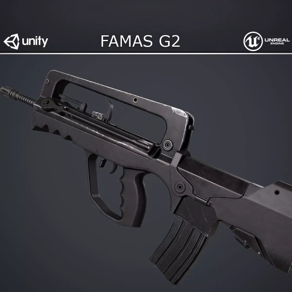 FAMAS G2 Rifle Low-poly 3D model_0