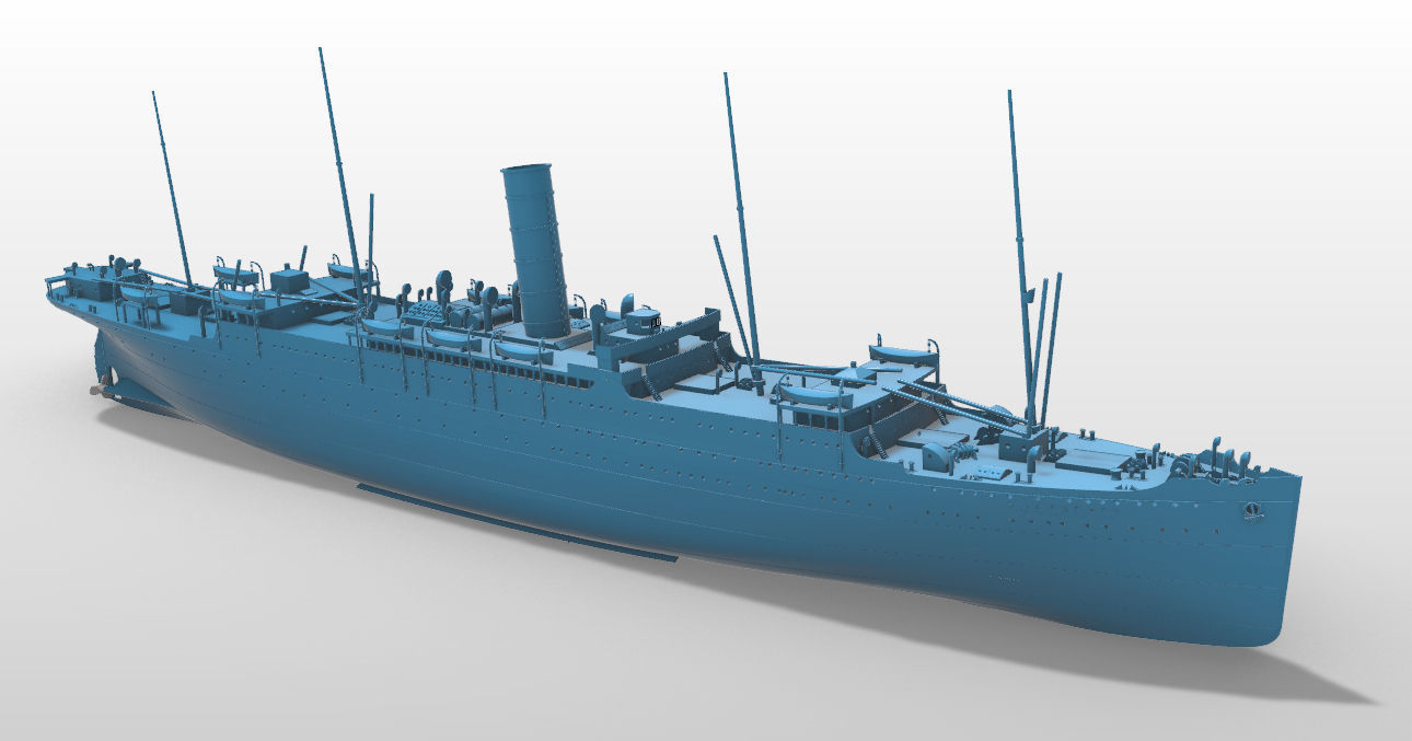 RMS Carpathia full hull and waterline printable model 3D print model_6