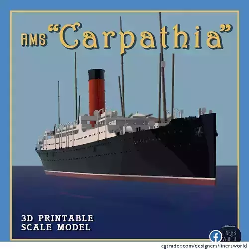 RMS Carpathia full hull and waterline printable model 3D print model