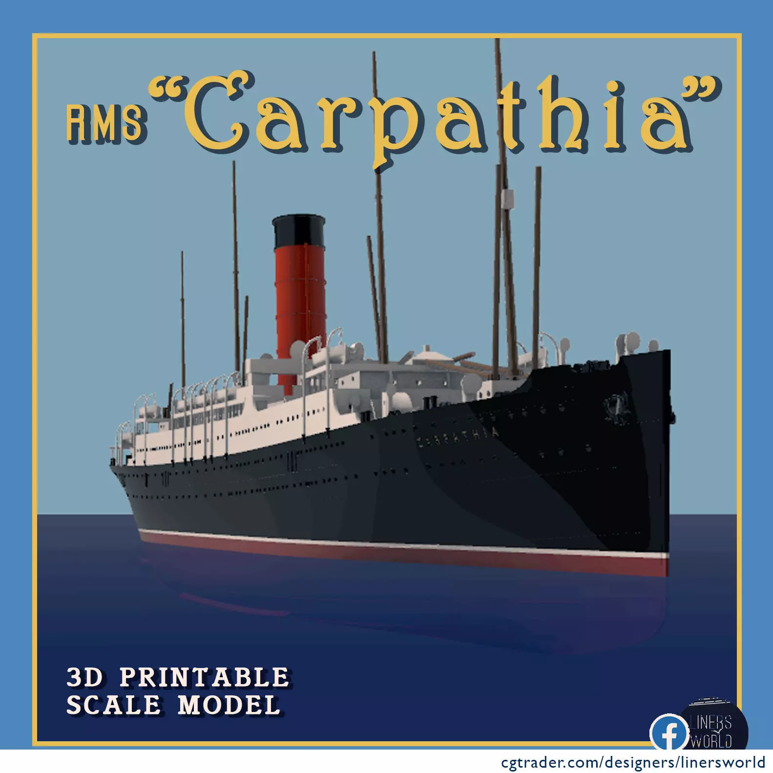 RMS Carpathia full hull and waterline printable model 3D print model_0