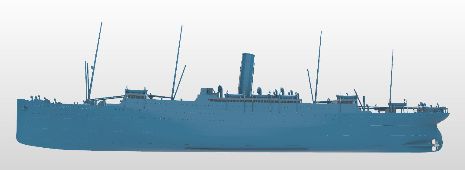 RMS Carpathia full hull and waterline printable model 3D print model_5