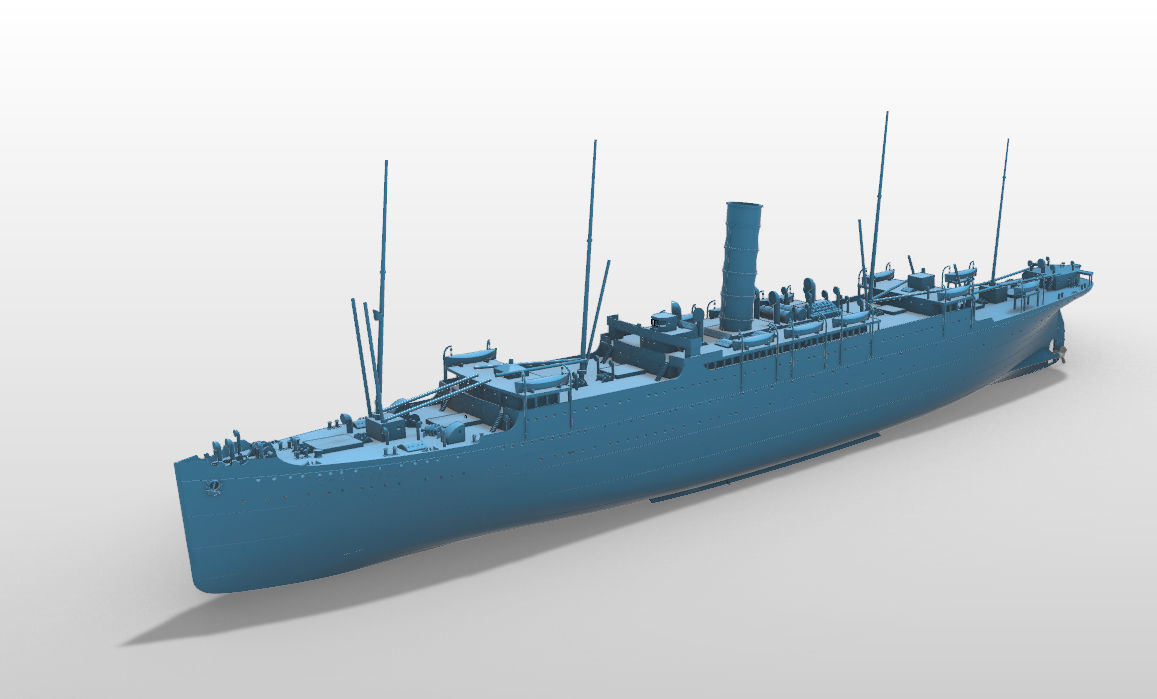 RMS Carpathia full hull and waterline printable model 3D print model_2