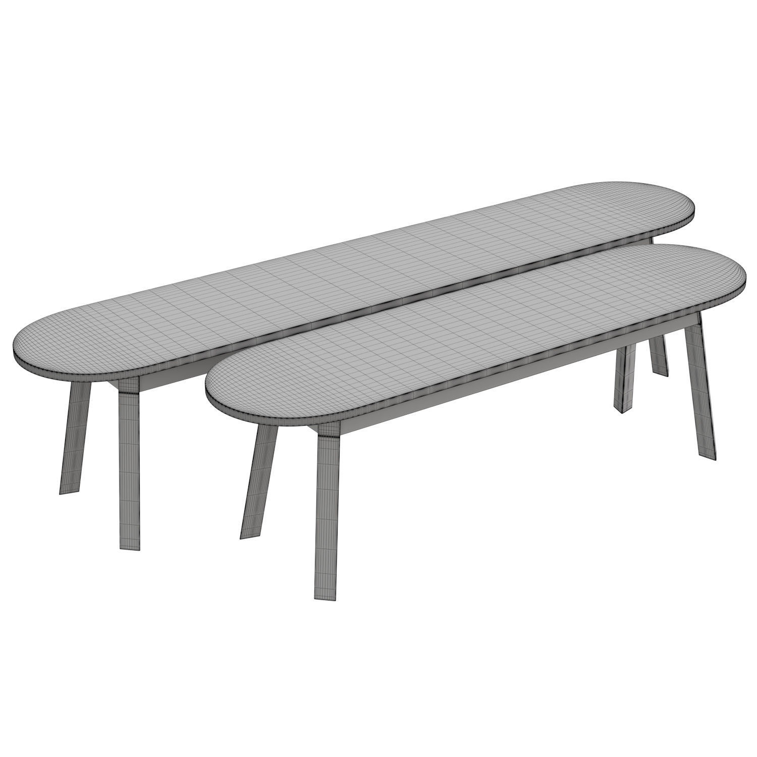 Triangle Leg Bench 3D model_4