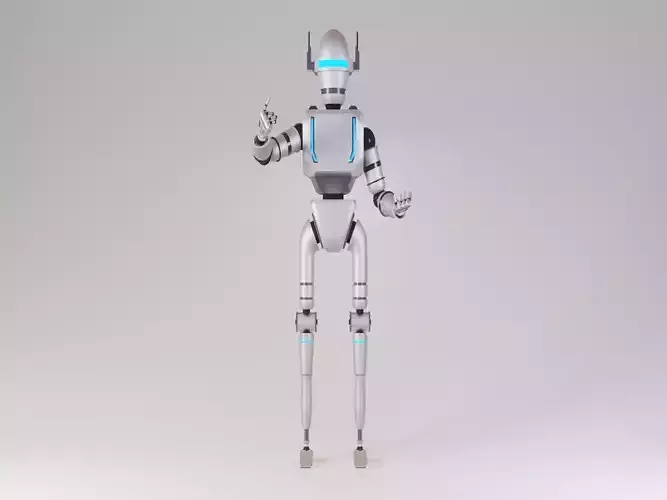 Rigged Robot Character from Space Low-poly 3D model