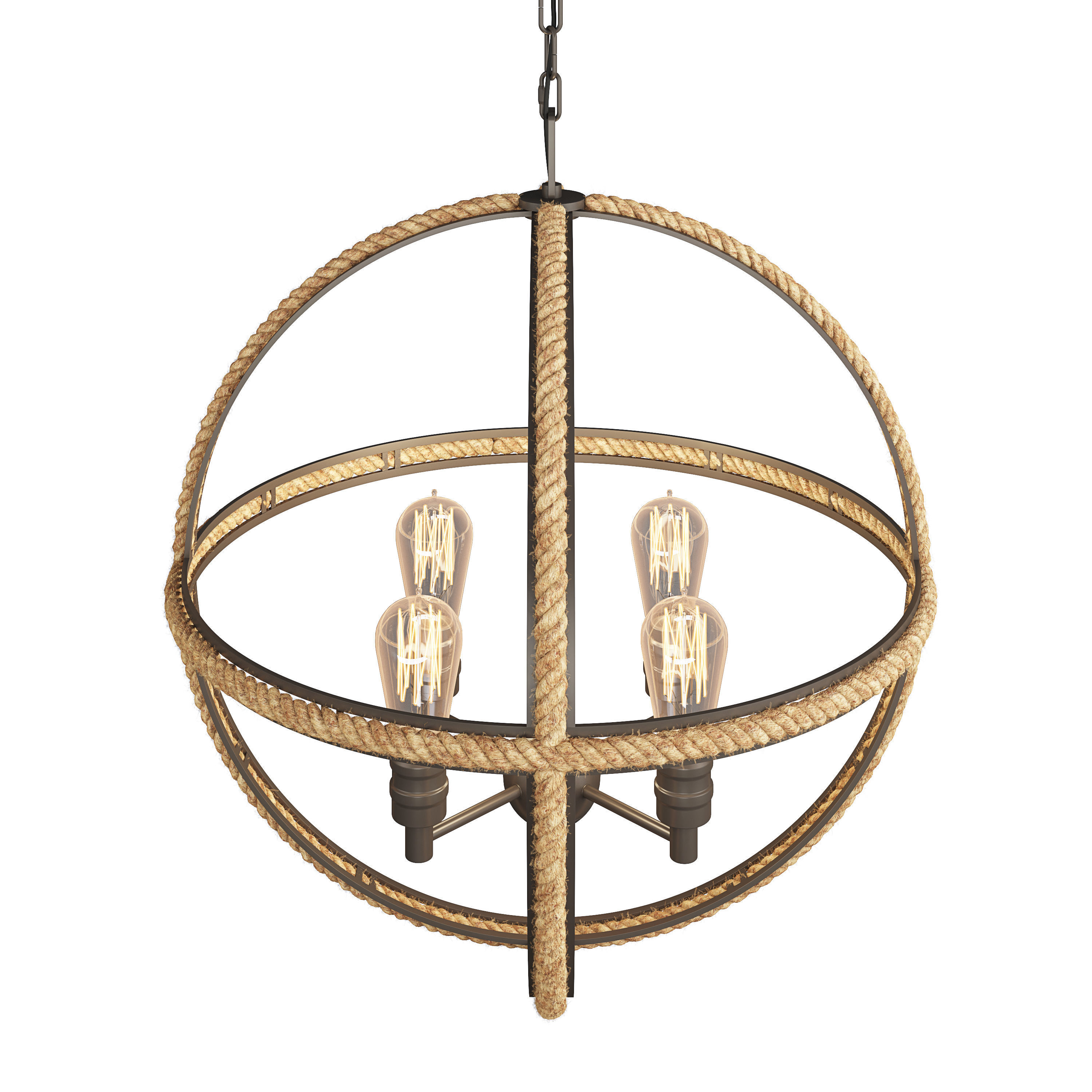 ROPE RING CHANDELIER - 4 LIGHT 3D model_2